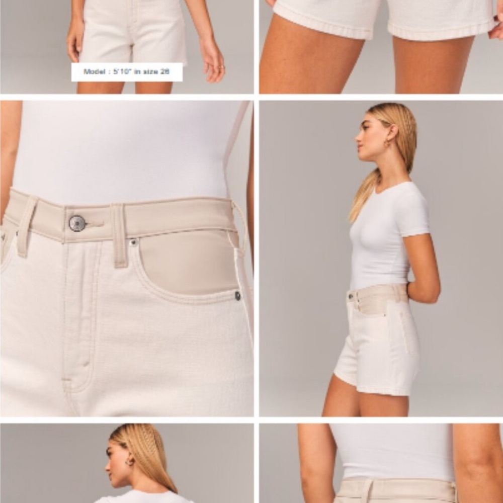 Abercrombie 2 tone leather/denim shorts